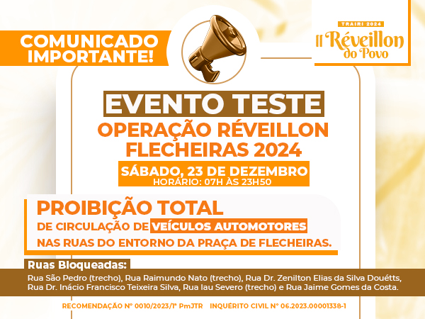 Flecheiras terá EVENTO TESTE neste sábado (23) para colocar em prática o plano de organização e fiscalização do trânsito